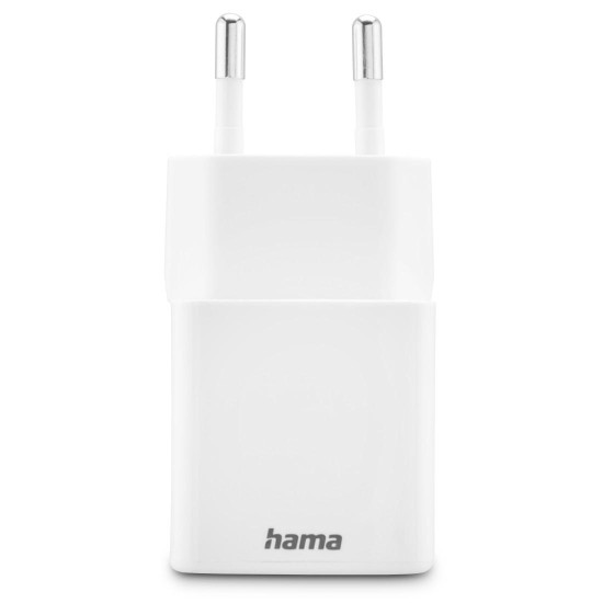 Hama Fast Charger, 1x USB-C, 1x USB-A, Mini-Charger, PD, 20 W, white