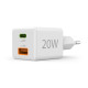Hama Fast Charger, 1x USB-C, 1x USB-A, Mini-Charger, PD, 20 W, white