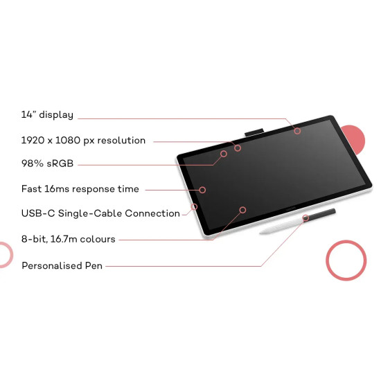 WACOM Графичен дисплей таблет One pen display 14.0