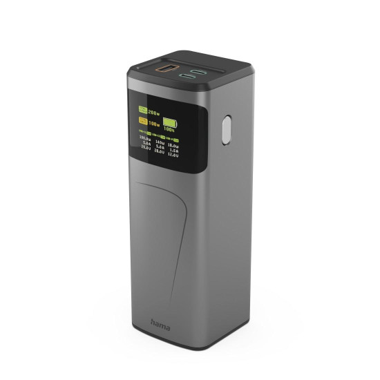 Hama “High Power” Power Pack, 200 W, 24000 mAh, 2x USB-C, USB-A, Quick Charging