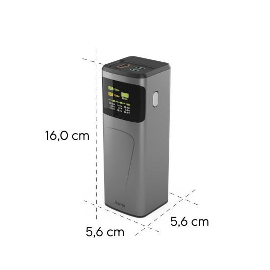 Hama “High Power” Power Pack, 200 W, 24000 mAh, 2x USB-C, USB-A, Quick Charging
