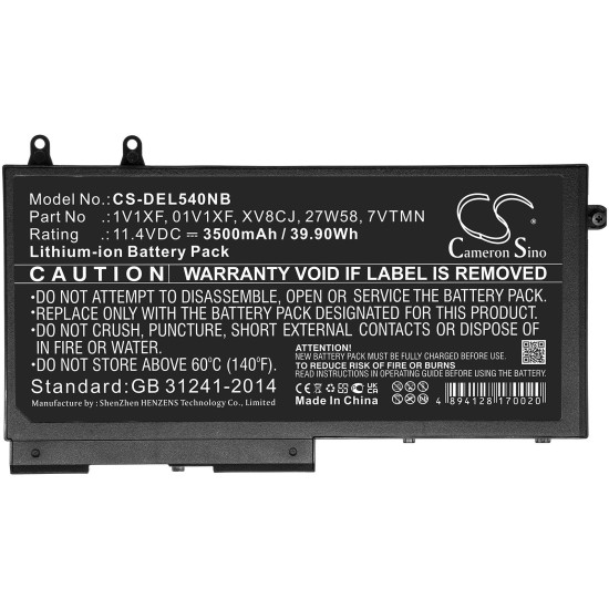 Laptop Battery for DELL Inspiron 7591 2-in-1, Latitude 5400, Latitude 5500, Precision 3550 11.4V 3500mAh CAMERON SINO