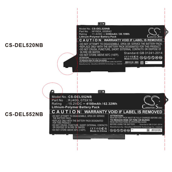 Laptop Battery for DELL Latitude 14 5420, Latitude 15 5520, Precision 15 3560 LiPo  15.2V 4100mAh CAMERON SINO