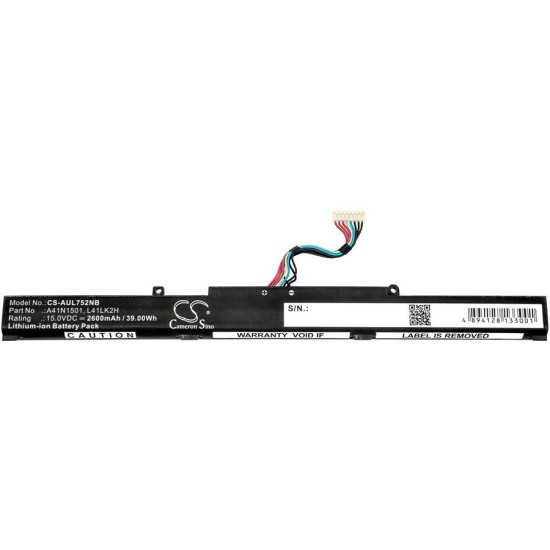 Батерия за лаптоп  ASUS GL752JW, VivoBook Pro N552VW-FI035T, VivoBook Pro N752VX-GC084T, A41N1501 LiIon 15V 2600mAh CAMERON SINO