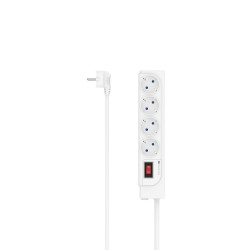Hama Power Strip, 4-Way, Surge Voltage Protection, Switch, white
