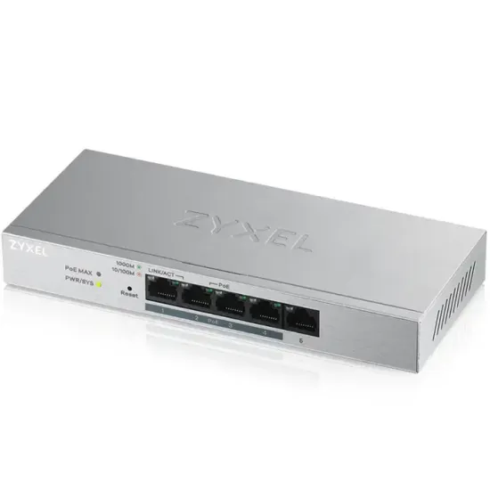 Switch ZyXEL GS-1200-5HPV3, 5-ports, Gigabit, PoE, Web Managed