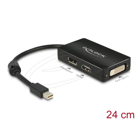 Адаптер Delock mini DisplayPort 1.1 мъжко към DisplayPort / HDMI / DVI женско black