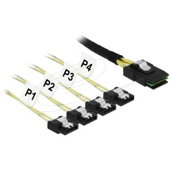 Интерфейсен кабел Delock  Mini SAS SFF-8087 към 4 x SATA 7-pin 1 m metal