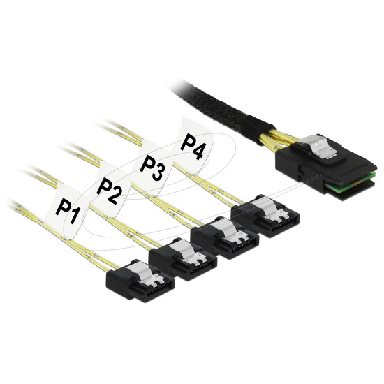 Интерфейсен кабел Delock  Mini SAS SFF-8087 към 4 x SATA 7-pin 1 m metal
