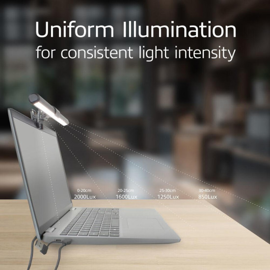 ACT LED laptop lamp with adjustable brightness and clip, USB power supply