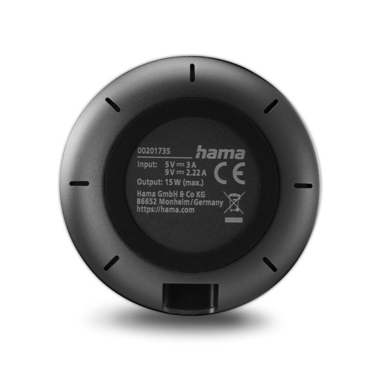 Hama Wireless Qi2 charger, inductive fast charging at the desk etc., 15 W