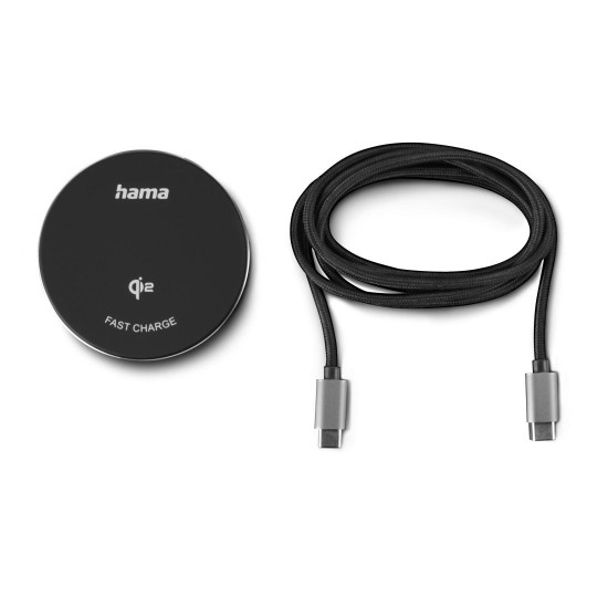 Hama Wireless Qi2 charger, inductive fast charging at the desk etc., 15 W