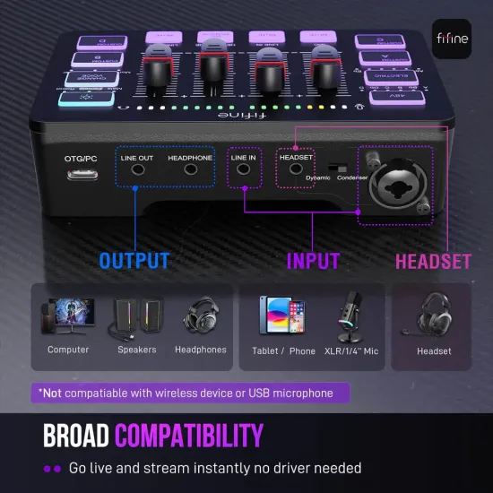 FIFINE SC3 RGB Audio Interface - Black