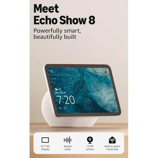 Смарт дисплей Amazon Echo Show 8 (Gen 4), 8'', 3D-audio, бял
