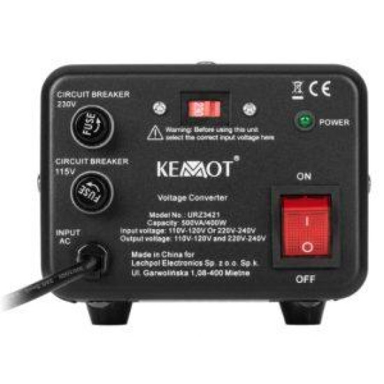 KEMOT  voltage converter  220V / 110V   110V / 220V  Up / Down  500VA  400W AC/AC URZ3421