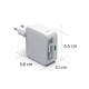 HAMA Бързо зарядно, 30 W, GaN, 2x USB-C, с разтегателен кабел 0.7м, бял