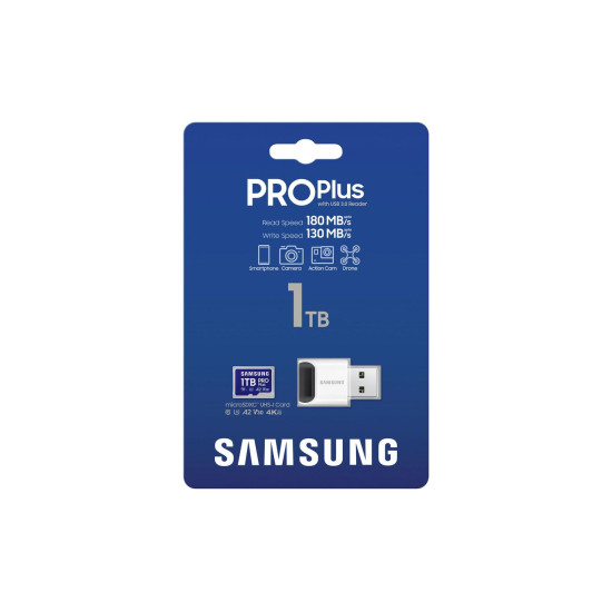 Memory card Samsung PRO Plus 1 TB, microSDXC UHS-I Class 10, Adapter