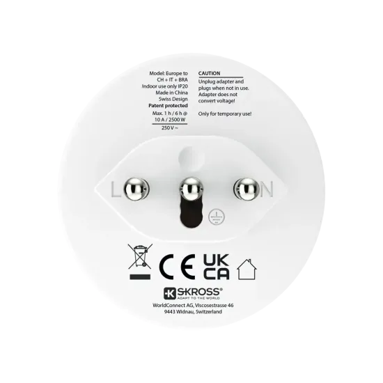 Skross универсален адаптер World to CH+IT+ Brasil, USB