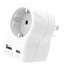 Skross универсален адаптер Europe to USA+1xUSB A/C, 20W , 1500284E