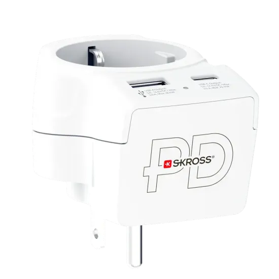 Skross универсален адаптер Europe to USA+1xUSB A/C, 20W , 1500284E