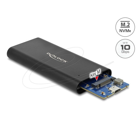 Delock External Enclosure for M.2 NVMe PCIe SSD with SuperSpeed USB 10 Gbps (USB 3.1 Gen 2) USB Type-C™ female