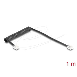 Delock Telephone Cable / Coiled Cable RJ11 plug to RJ11 plug black 1 m