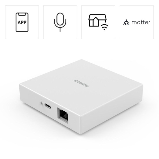 Hama Smart Home Hub, Matter, Zigbee, Thread, for Voice/App Control
