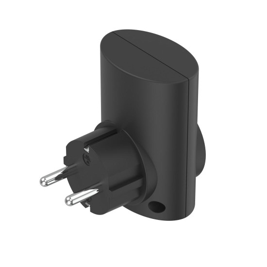 Hama Socket Adapter, Earthed Contact, Overvoltage Protect., Mains Voltage, black