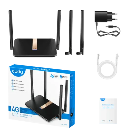 Wireless Router Cudy LT500D, 4G LTE, 5GHz, 1200 Mbps, 10/100/1000