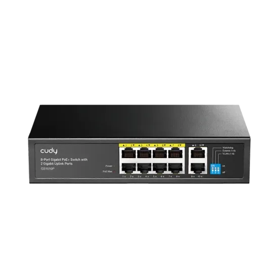 Суич Cudy GS1010P V3.0 , 8-портов 10/100/1000 Mbps RJ 45, 2xUplink порта - Черен