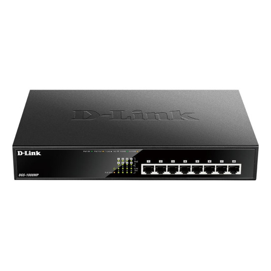 Switch D-Link DGS-1008MP, 8 портов PoE 10/100/1000 Gigabit