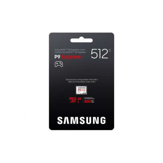 Memory card Samsung microSDXC, 512GB, P9 Express , 800 MB/s, UHS-I 90 MB/s U3, V30, A1