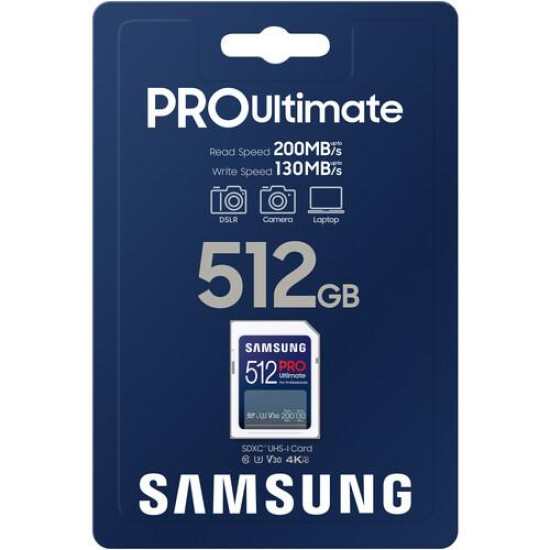 Memory card Samsung 512GB PRO Ultimate SD Card Full-Size SDXC UHS-I , U3, V30