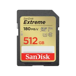 Memory card SANDISK Extreme SDXC 512GB up to 180MB/s & 130MB/s, UHS-I, Class 10, U3, V30