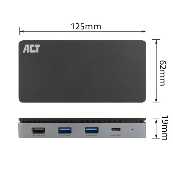 ACT Докинг станция USB-C, 4K, 2 x HDMI, Ethernet, USB-C, 3x USB-A
