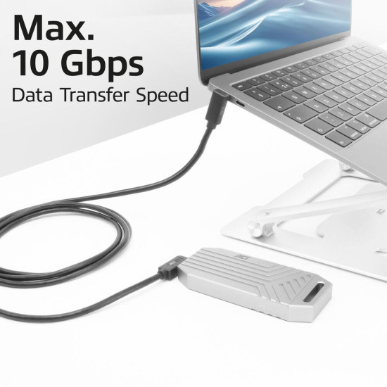 ACT Кабел USB-C - USB-C, 10Gbps, 60W, 1 m, конектори 90° left/right, up/down angled
