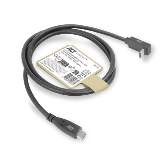 ACT Cable USB-C - USB-C, 10Gbps, 60W, 0.5 m, connectors - 1x прав и 1x на 90° up/down angled