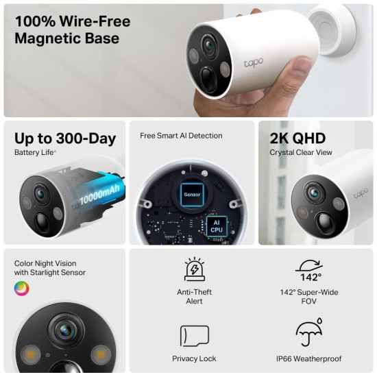 TP-Link Tapo C425 - Smart Wire-Free Security Camera - 4-Pack