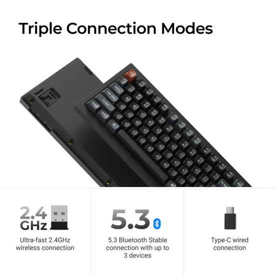 Wireless Mechanical Keyboard Keychron V1 Ultra 8K - Silk POM Switch Red