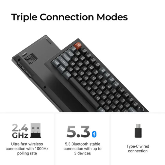 Wireless Mechanical Keyboard Keychron V6 Ultra 8K - Silk POM Switch Banana