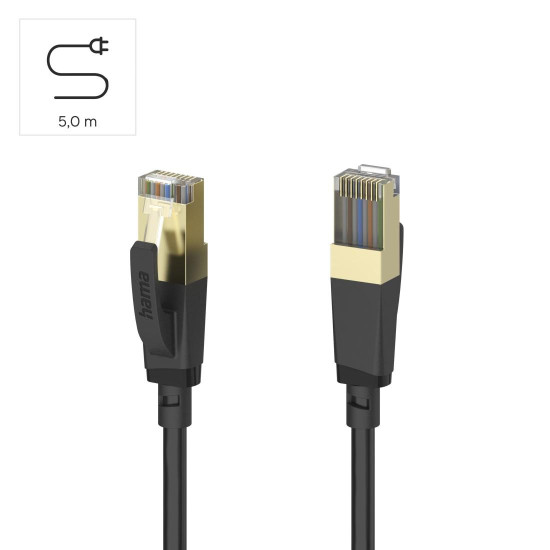 Hama Network Cable, CAT-8, 40 Gbit/s, S/FTP Shielded, 5 m