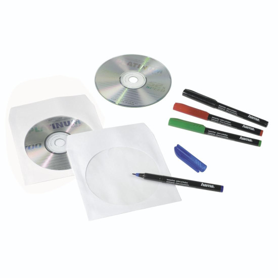 Hama CD/DVD Protective Paper Sleeves, white, pack of 100