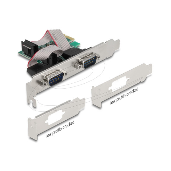 Delock PCI Express х 1 карта към 2 x сериен порт RS-232 мъжки, Low Profile