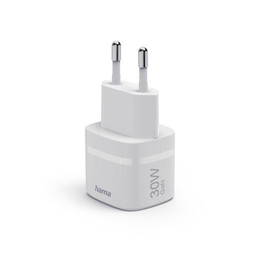 Hama Fast Charger, GaN, USB-C, PD/Qualcomm®, Zero Standby, 30 W, white