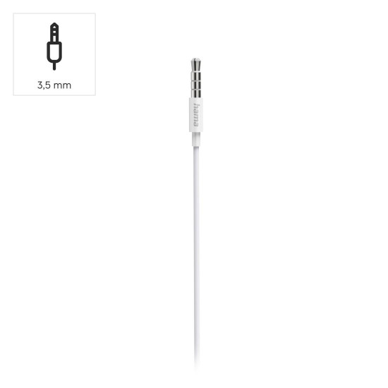 Hama “Popply” Headphones, In-Ear, Microphone, Cable Kink Prot., 3.5 mm, white