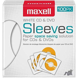 CD/DVD Protective Paper Sleeves, pack of 100 MAXELL, white