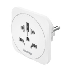 Hama Travel Adapter Type E and F, 3-Pin, Universal, World to Europe, white