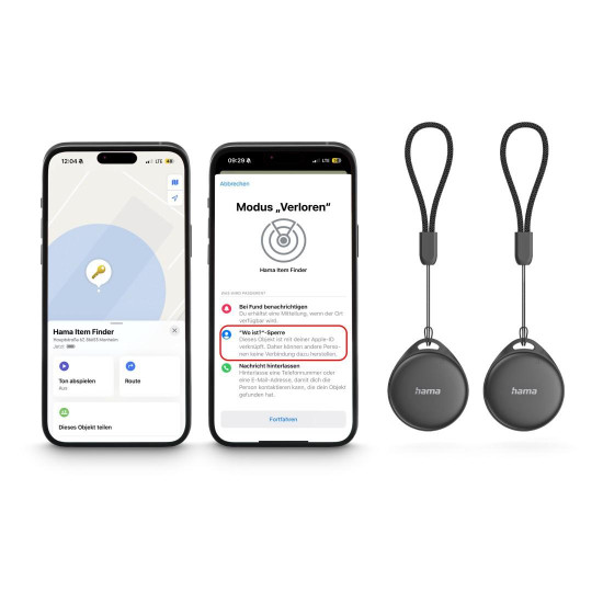 Hama Key finder, for Android and Apple, Item Finder with Bluetooth®, 2 pieces