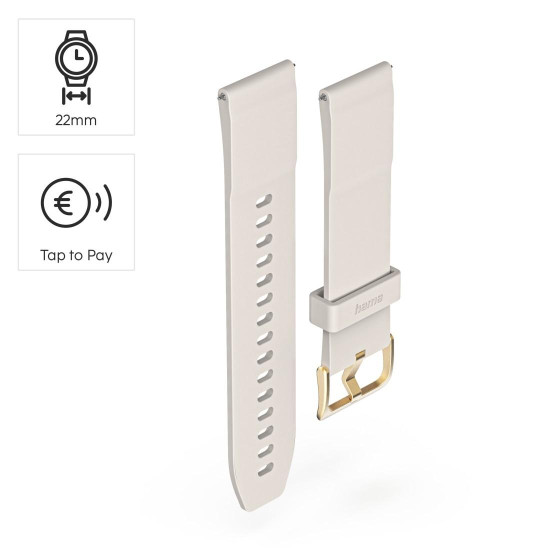 Hama Payment Wristband, NFC, Pay Contactlessly, for Watch/Smart Watch, 22 mm, beige