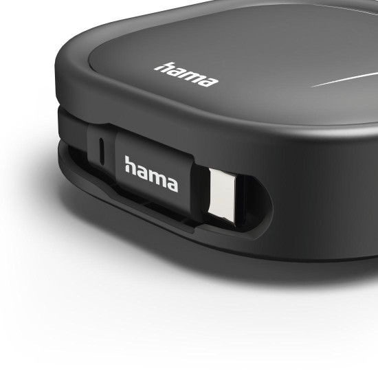 Hama Retractable Charging Cable, USB-C - USB-C, 60 W, 1 m